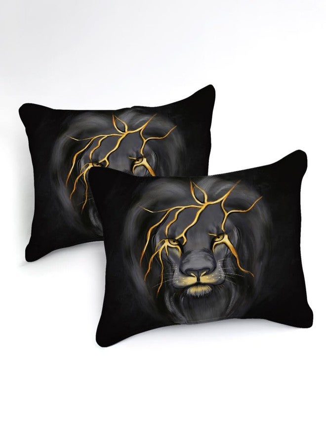 Bedding_Dreamer طقم لحاف ملكي بنقشة الأسد من جولد لاين - لحاف واحد، غطاءان للوسائد، غطاء وسادة واحد (Lion02) - Image 4