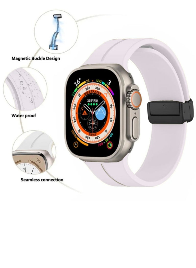 Generic - Apple Watch strap with magnetic closure  size 45  white color - Image 1