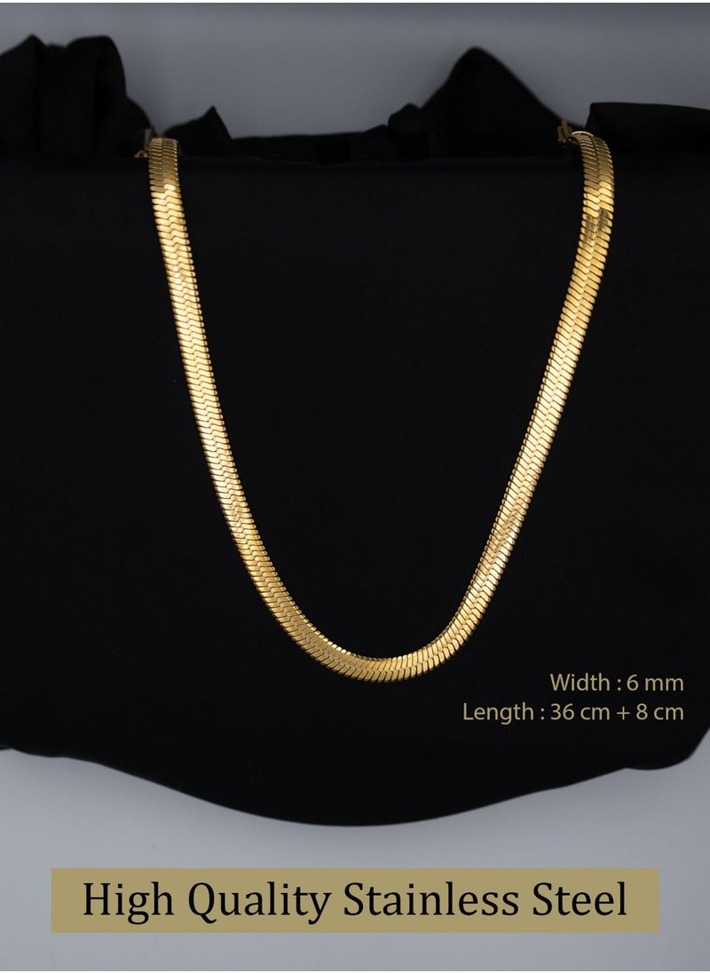 mjuhurat - 6mm Stainless Golden Snake Necklace - Image 1