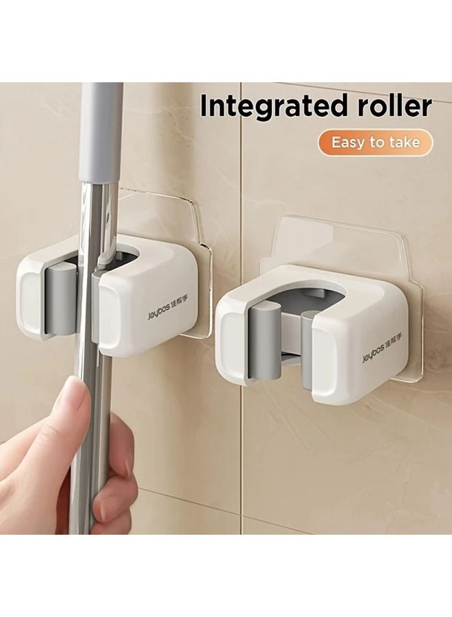 1pc No Drill Adhesive Wall Mounted Mop Broom Holder Heavy Duty Storage Rack - Image 4