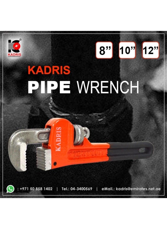 KADRIS Heavy-Duty Straight Pipe Wrench, 8 inch Plumbing, Orange Black, 203mm  - Image 5