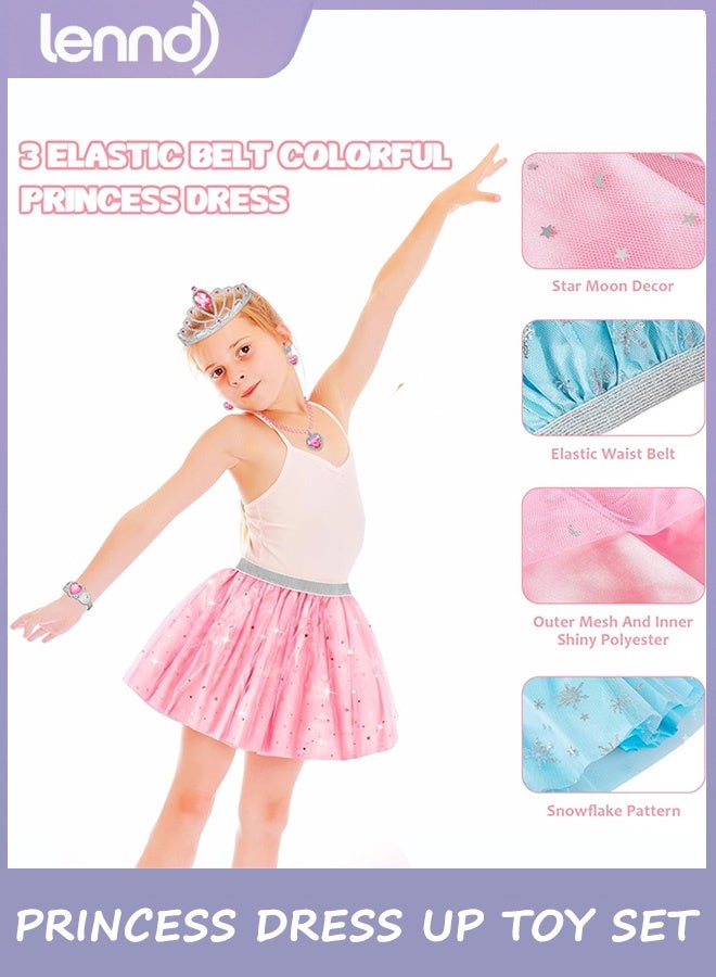 LENND Toddler Dress Up Princess Dress Up Shoes and Pretend Jewelry Toys Toddler Role Play Shoe Sets Costumes Set incl Color Skirts, Shoes, Crowns, Accessories, Girls Role Play - Image 3