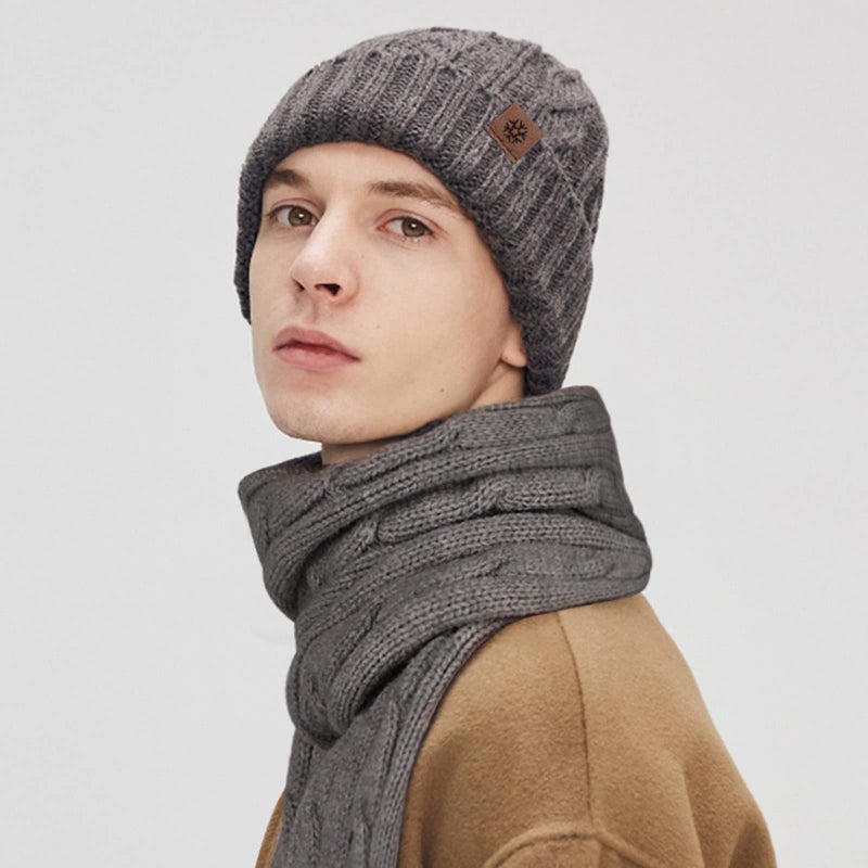 Khaki Winter Hat Scarf Gloves Set for Men and Women with Earmuffs One Size - Image 4