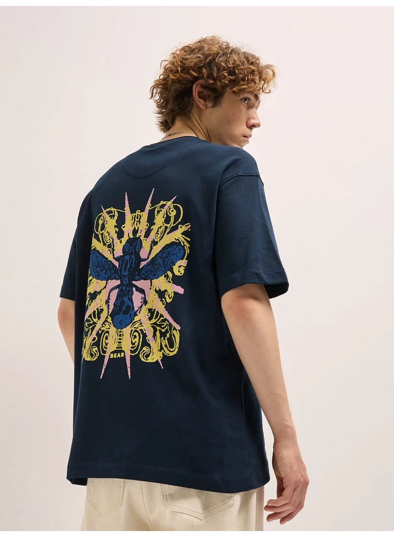 THE BEAR HOUSE Men's Oversize insect graphic Print Crew Neck T-shirt Perfect For Casual Wear, Gym, Travel, Or Layering Stylish And Versatile Essential For Every Wardrobe