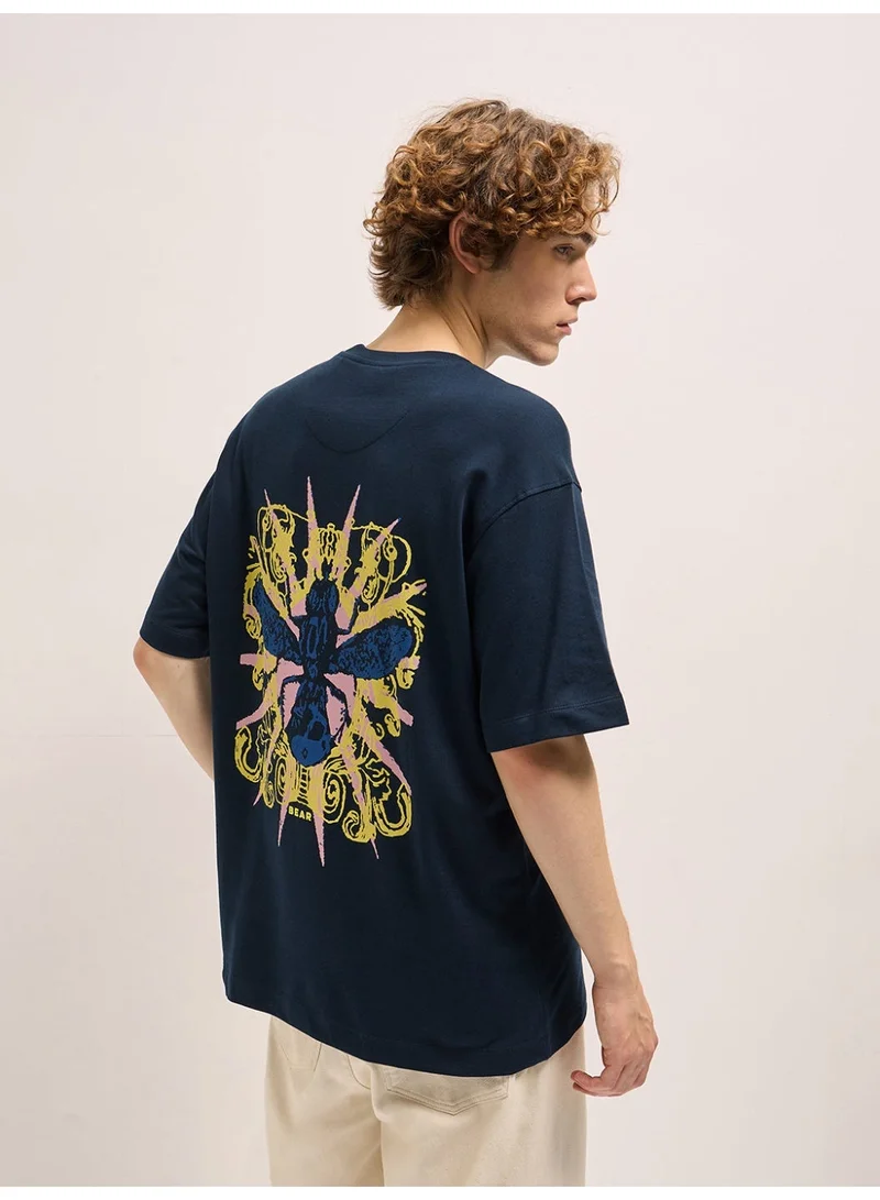THE BEAR HOUSE Men's Oversize insect graphic Print Crew Neck T-shirt Perfect For Casual Wear, Gym, Travel, Or Layering Stylish And Versatile Essential For Every Wardrobe
