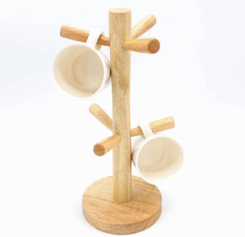 Mug Holder Tree, Bamboo Mug Tree Stand, Countertop Mug Tree, Coffee Cup Stand for Countertop, Coffee Cup Holder with 6 Hooks - Image 1