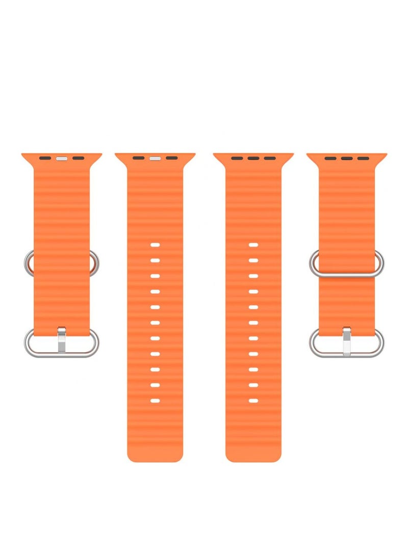 HEXABEX - Replacement Apple Watch Ultra Ocean Silicone Band Strap Compatible with 46mm/45mm/44mm/49mm for All Series Orange - Image 1