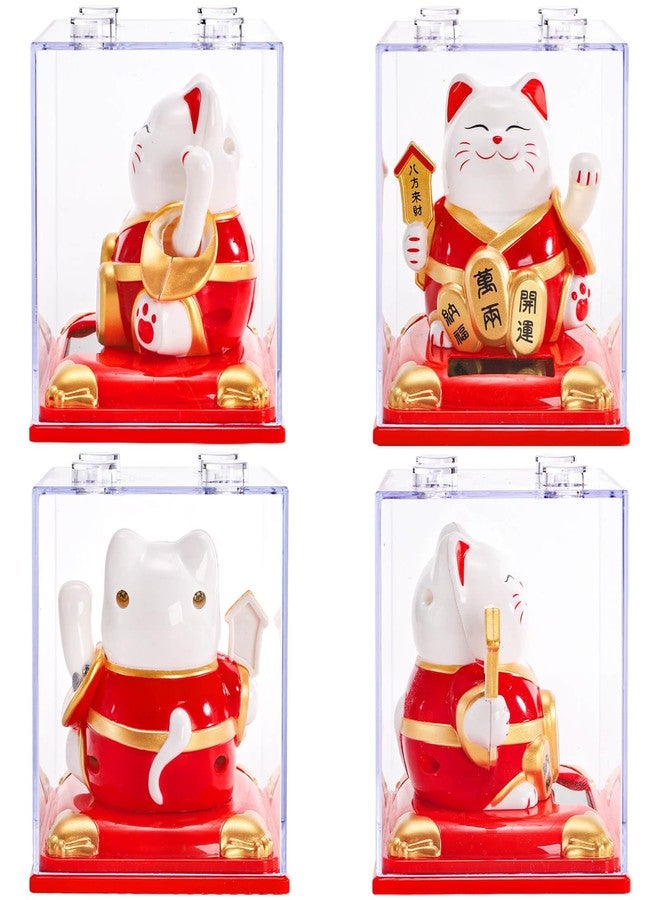 Youeon 2 Pack Lucky Cat Waving Arm, Small Solar Waving Cat, Vivid and Cute Beckoning & Welcoming Cats, Maneki Neko as Good Luck Decor for Home, Office, Car, Store, Restaurant - Image 4