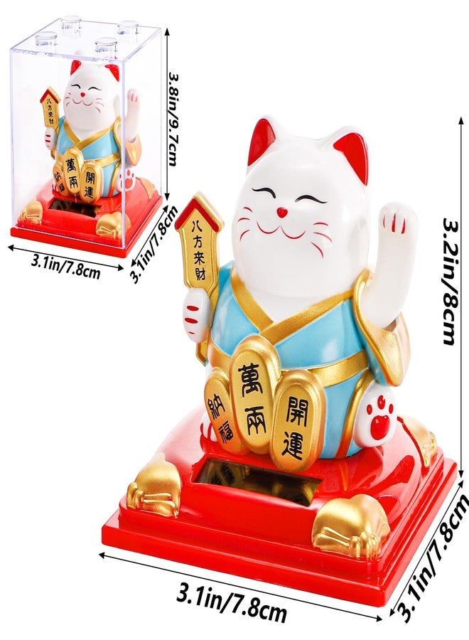 Youeon 2 Pack Lucky Cat Waving Arm, Small Solar Waving Cat, Vivid and Cute Beckoning & Welcoming Cats, Maneki Neko as Good Luck Decor for Home, Office, Car, Store, Restaurant - Image 2