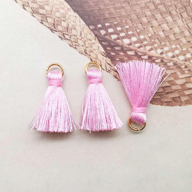 1 tassel handmade multicolor wholesale DIY handmade earrings keychain bag pendant accessories tassel hanging tassel Bright pink tassel -14721