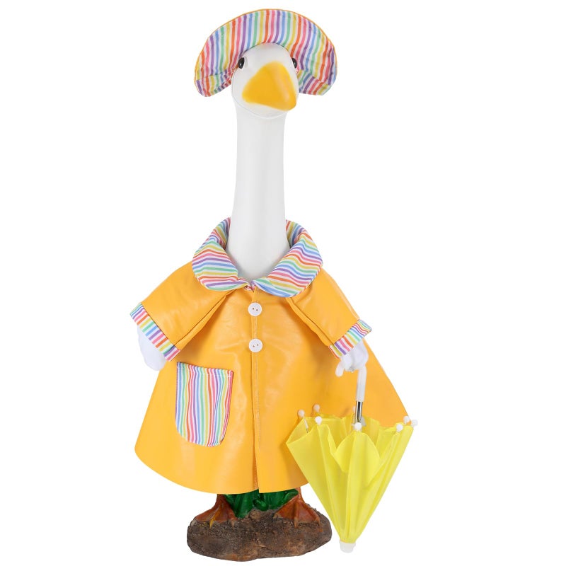 Arrowbash Raincoat Porch Goose Outfits 23" Concrete Porch Geese Duck Dress up Clothes Lawn Goose Statue Costume Spring Cement Geese Outfit for Outdoor Garden Yard Patio Spring Decoration - Image 1