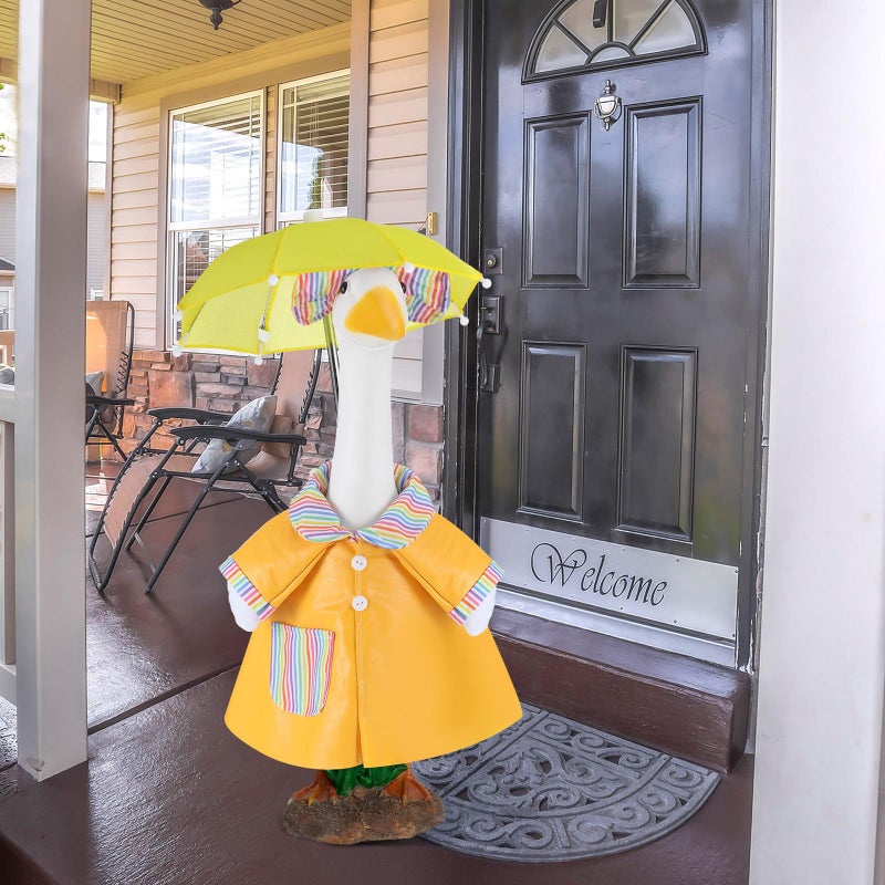 Arrowbash Raincoat Porch Goose Outfits 23" Concrete Porch Geese Duck Dress up Clothes Lawn Goose Statue Costume Spring Cement Geese Outfit for Outdoor Garden Yard Patio Spring Decoration - Image 4