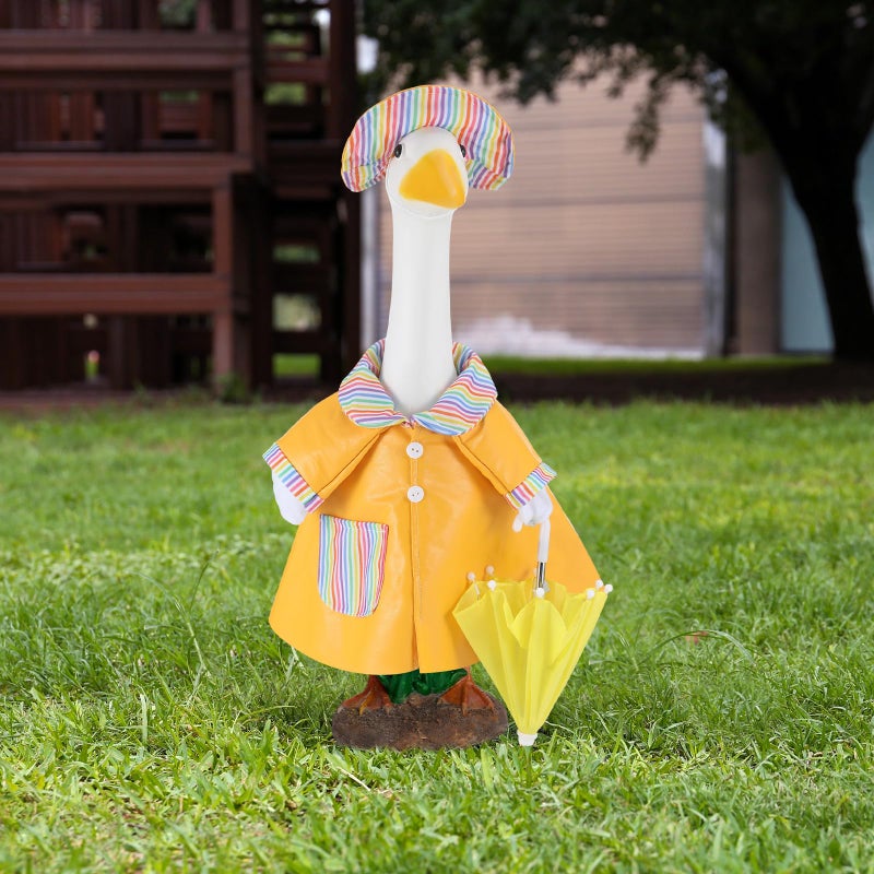 Arrowbash Raincoat Porch Goose Outfits 23" Concrete Porch Geese Duck Dress up Clothes Lawn Goose Statue Costume Spring Cement Geese Outfit for Outdoor Garden Yard Patio Spring Decoration - Image 3
