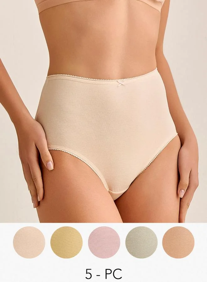 سبلاش فيڤ طقم من  سراويل داخلية قصيرة عالية الخصر مزينة بالدانتيل