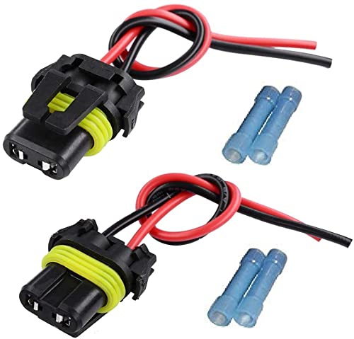 Muzzys Set of Two 9005 9006 LED Female Pigtail Headlight Fog Light Adapter Wiring Harness Sockets Extension Conversion Kit Free SPLICES FITS 9005 9006 9012 9140 9145 9150 9155 HB3 HB4 H10 Bulbs