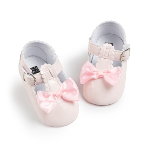 Meckior Infant Baby Girls Soft Sole Bowknot Princess Wedding Dress Mary Jane Flats Prewalker Newborn Light Baby Sneaker Shoes - Image 1