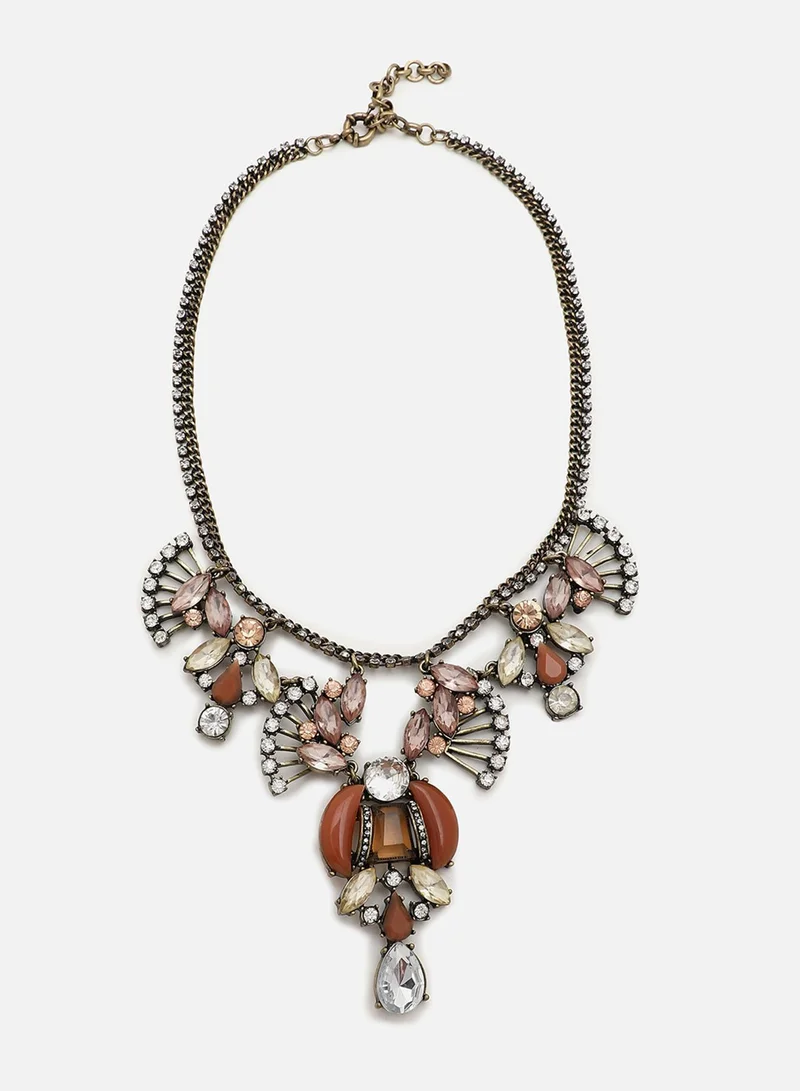 سوهي قلادة من الحجر المصمم مطلية بالذهب