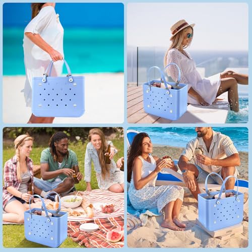 XYFuuee Beach Bag Organizer Inserts for Baby Medium Bogg Bag Accessories with 8 Removable Metal Fasteners, Lightweight Mesh Insert Divider Pouch, Organizing Rubber Tote, Save Storage Space, Gray M - Image 5