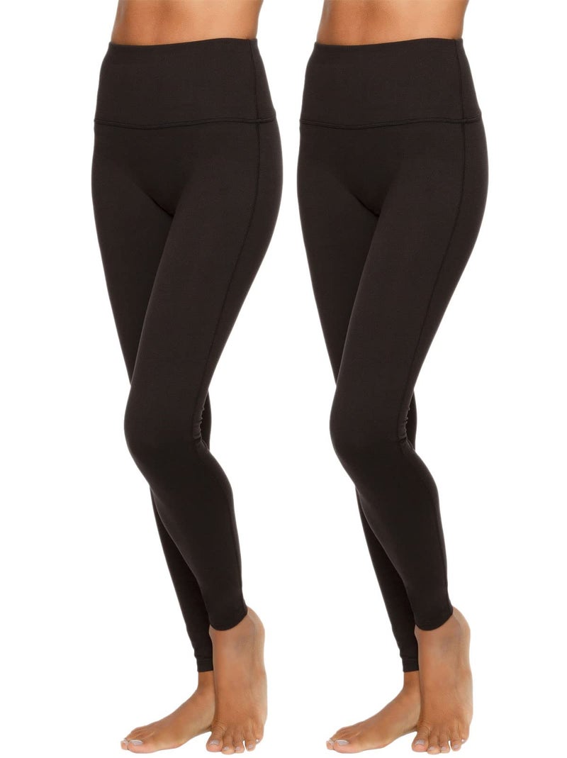 Felina | Velvety Super Soft High-Waisted Legging 2-Pack | Yoga Pants | Workout Clothes for Women Black - Image 1