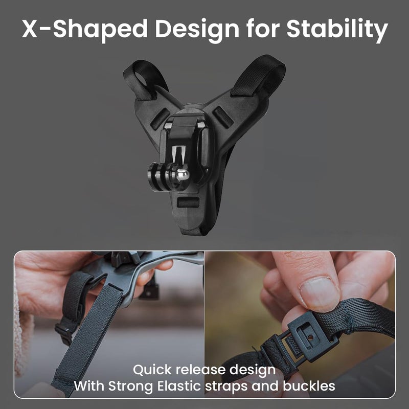 STHIRA Helmet Mount for Mobile & Camera Rotatable Action Camera Mount Helmet Chin Strap Set with Quick-Release, Non-Slip Grip for Go-Pro Hero 12/11/10/9 Includes J-Hook, Adapter, Screw, Phone Holder - Image 3