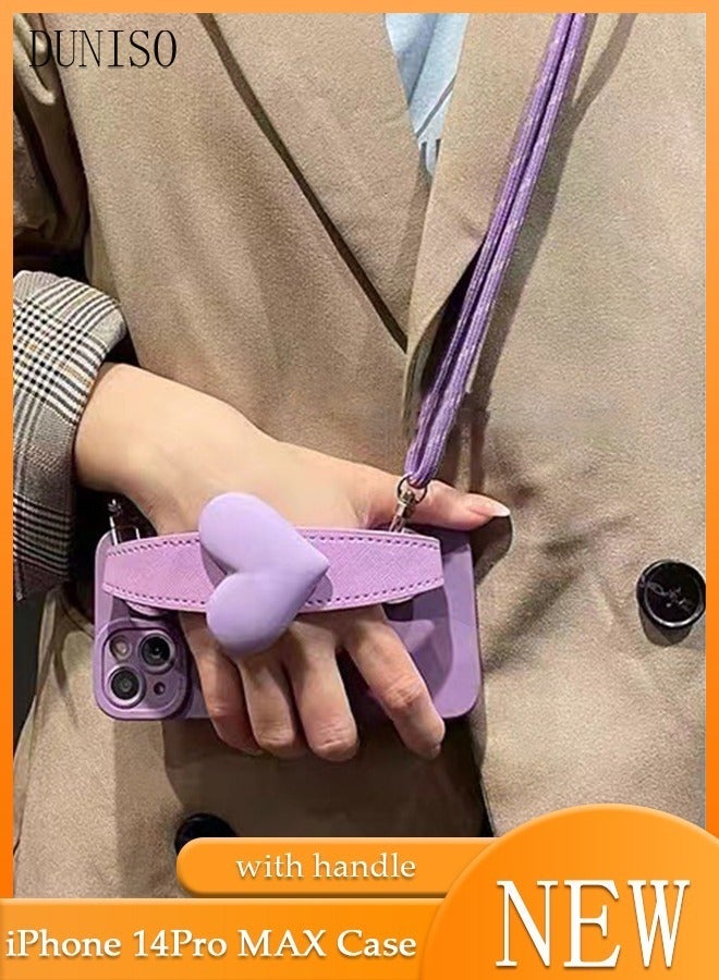 DUNISO iPhone 14 Pro MAX Phone Case 6.7" Full Body Protective Phone Cover With Crossbody Strap Anti-fall Phone Case Built-in Screen and Camera Protector For Apple 14 Pro MAX Phone Case - Image 1