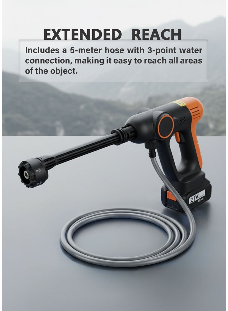 porodo Cordless High Pressure Washer with 200W Power, Rechargeable High Pressure Washer with Brushless Motor, Multi-Purpose Cleaning, Multi-function Spray Tip, Extended Reach, 18000rpm Motor Speed, Up to 1.8MPa Water Pressure - Image 3