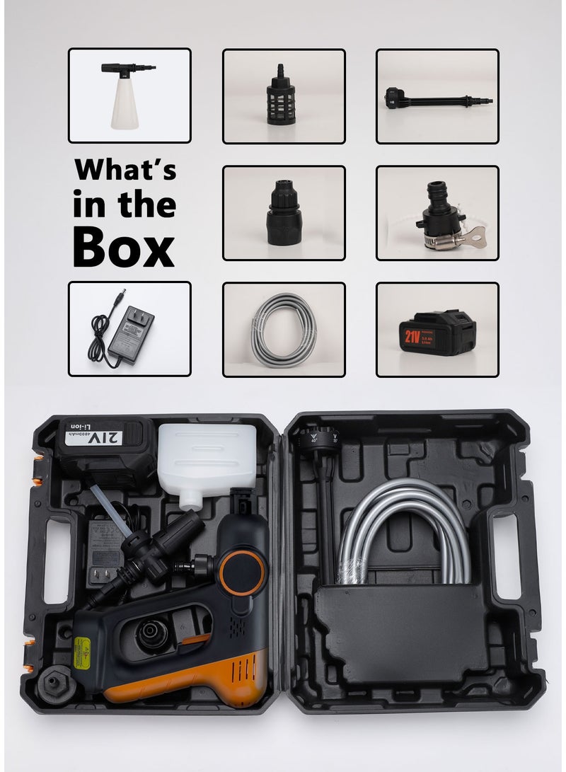 porodo Cordless High Pressure Washer with 200W Power, Rechargeable High Pressure Washer with Brushless Motor, Multi-Purpose Cleaning, Multi-function Spray Tip, Extended Reach, 18000rpm Motor Speed, Up to 1.8MPa Water Pressure - Image 4