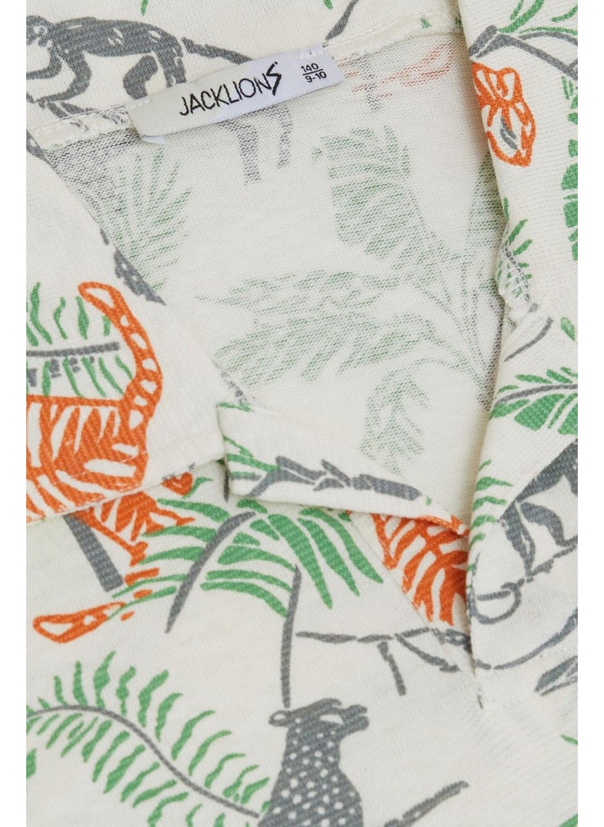 Jack Lions Boy's T-Shirt Forest Themed Animal Patterned 5-14 Years, Ecru  - Image 2