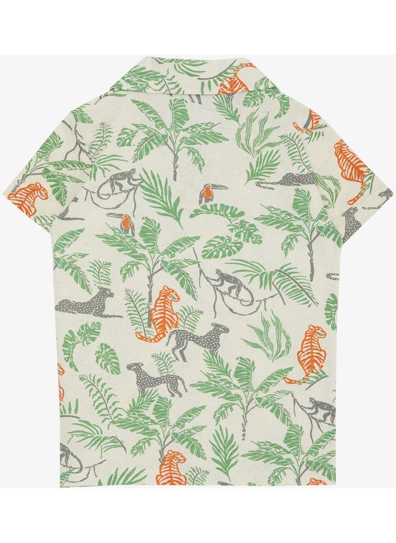 Boy's T-Shirt Forest Themed Animal Patterned 5-14 Years, Ecru - pzsku/Z7BBBD830BE8ABB25505CZ/45/_/1734358544/3edac12b-8446-4e97-8e17-568011b0631e