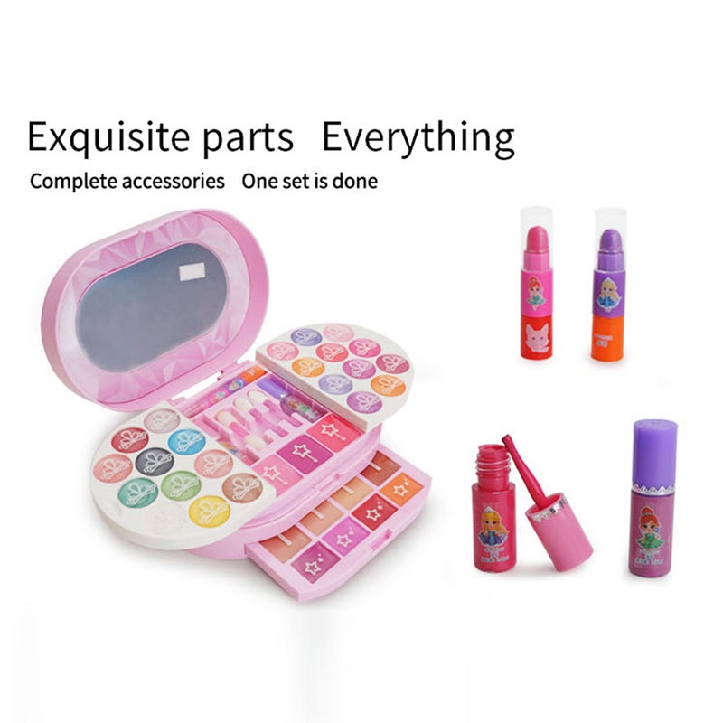 Real Makeup Palette for Girls Washable Makeup Kit Children's Cosmetics Play Kit Non Girls Make up Set - Image 5