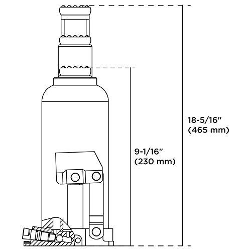 GROZ 12 Ton Hydraulic Bottle Jack with Load Limiting Device| Ideal for use with HCV, Mini Trucks Buses| Portable|Leak-Proof| Forged Base| Factory Tested| Lifting Range: 230-465 mm|JACK/BT/12W - Image 2