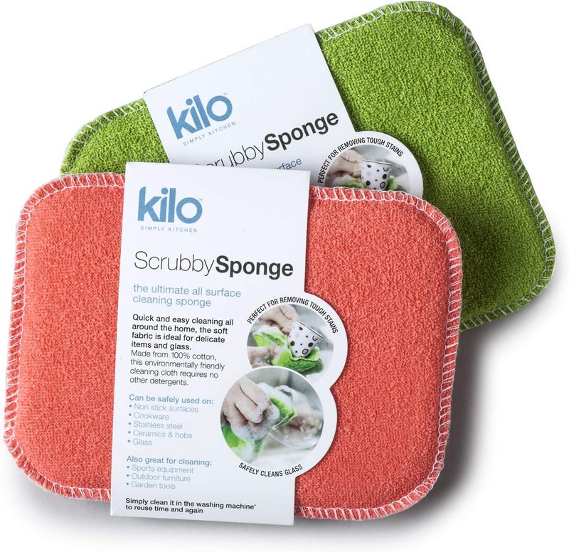 kilo Scrubby Sponge-Non-Scratch Pot Scourer with Absorbent Core, Multi-Purpose Set of 2 (Various Colours), One Size - Image 1