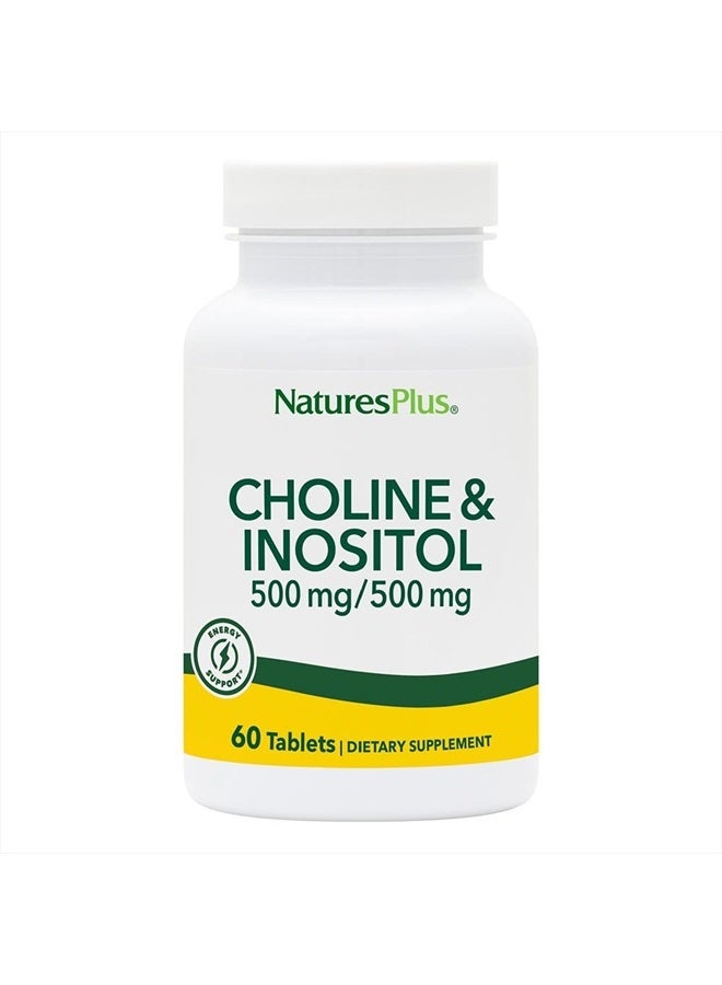 Natures Plus Choline & Inositol - 500 mg, 60 Vegetarian Tablets - Nervous System Support & Healthy Liver Function - Gluten-Free - 60 Servings - Image 1