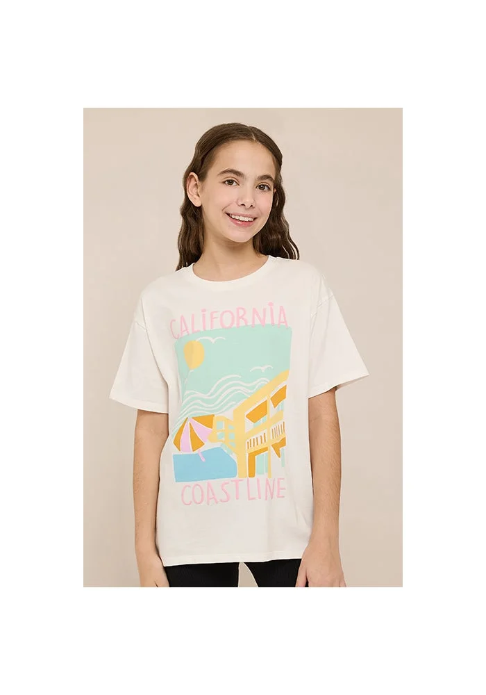 R&b Graphic Print T-Shirt with Crew Neck and Short Sleeves