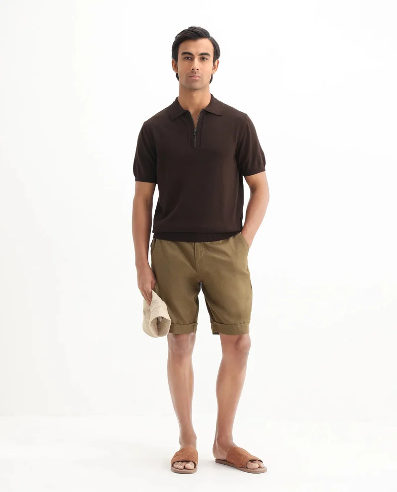 Rare Rabbit Men's Flat Knit Regular Fit Polo
