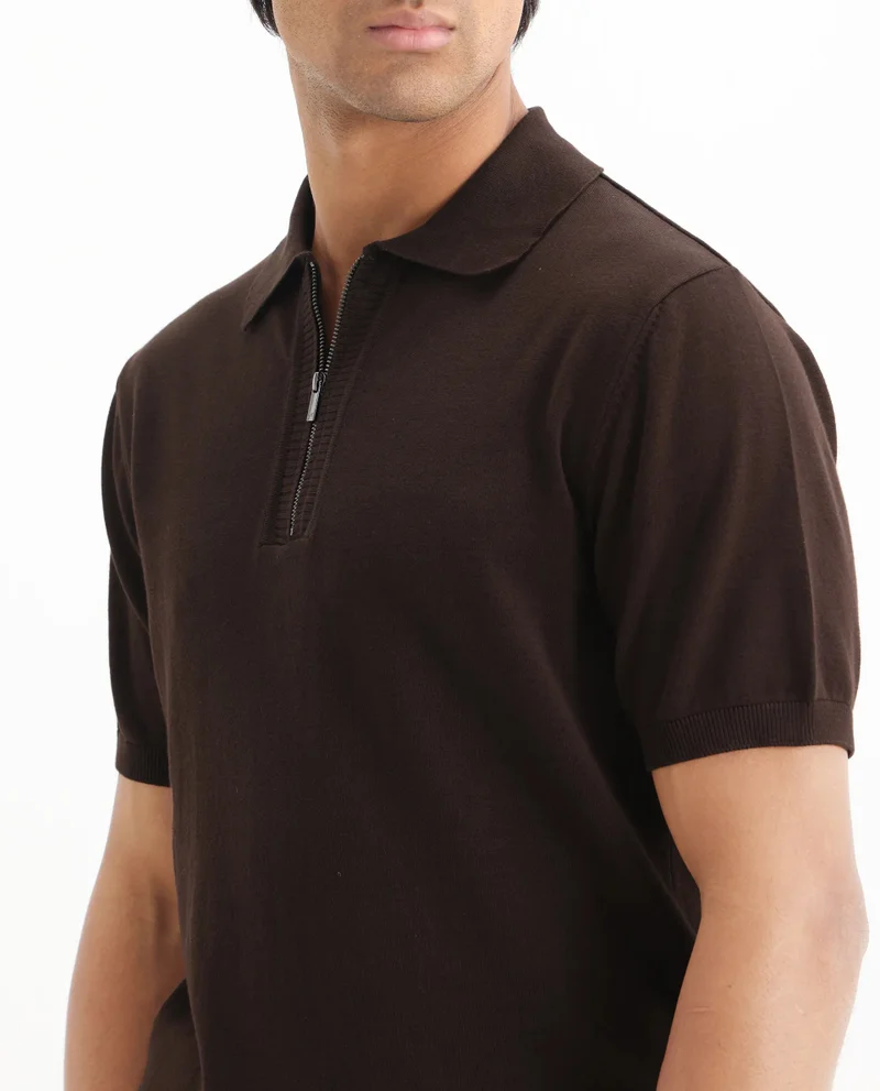 Rare Rabbit Men's Flat Knit Regular Fit Polo
