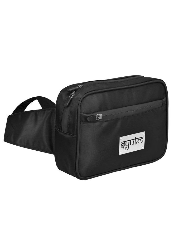 Syutm Unisex Technical Nylon Fabric Waist Bag 2.0 Travel Handy Hiking Zip Pouch Elegant Style Document Money Phone Belt Sport Bag Adjustable Strap (Jet Black) - Image 3