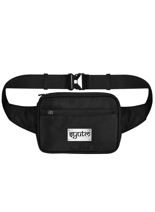 Syutm Unisex Technical Nylon Fabric Waist Bag 2.0 Travel Handy Hiking Zip Pouch Elegant Style Document Money Phone Belt Sport Bag Adjustable Strap (Jet Black) - Image 1