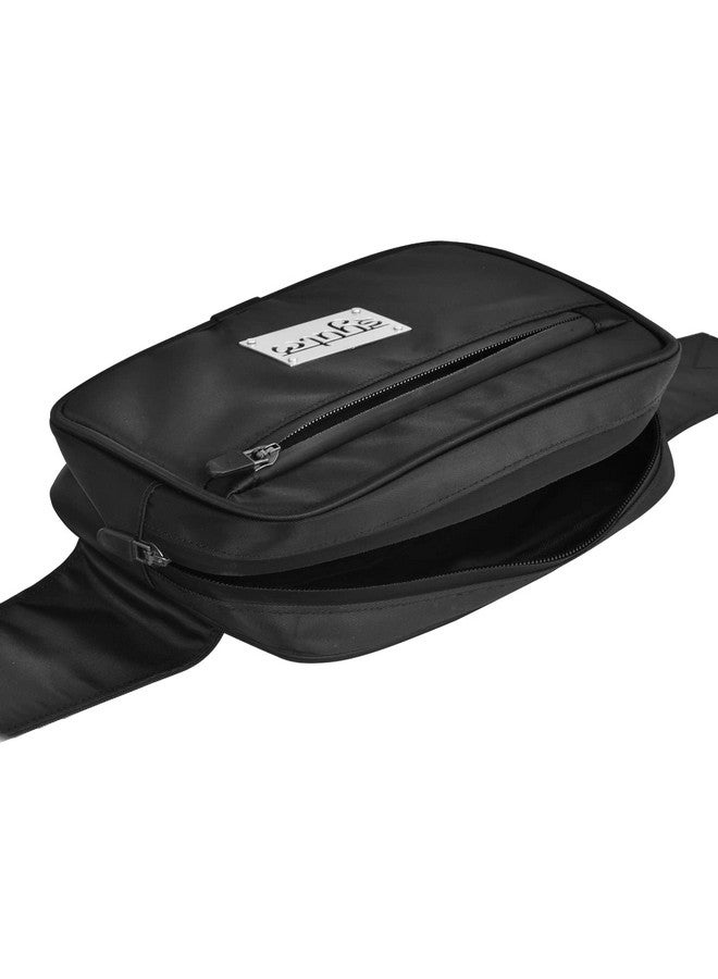 Syutm Unisex Technical Nylon Fabric Waist Bag 2.0 Travel Handy Hiking Zip Pouch Elegant Style Document Money Phone Belt Sport Bag Adjustable Strap (Jet Black) - Image 5