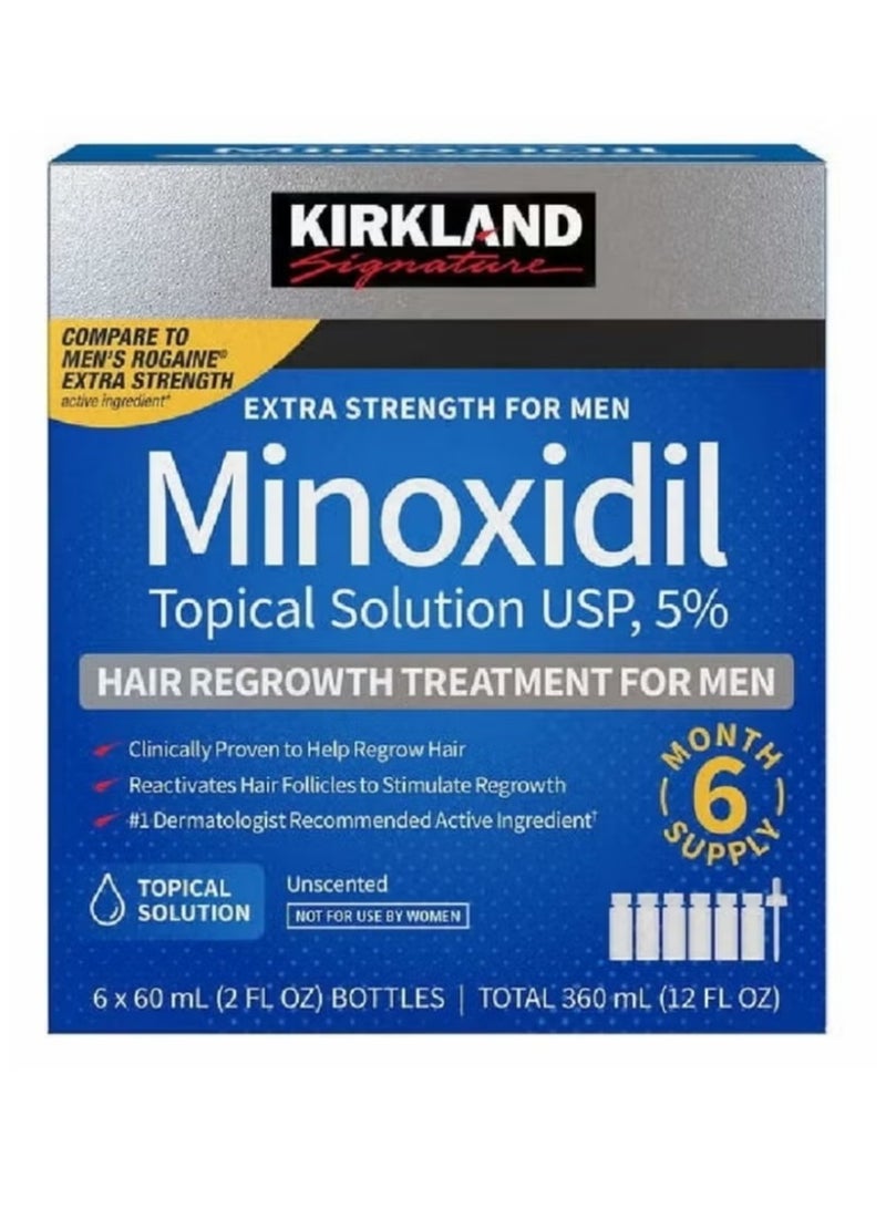 Kirkland 6 Piece Minoxidil 5% Extra Strength Hair Regrowth Treatment 360ml Powerful Solution for Thinning Hair - Image 4