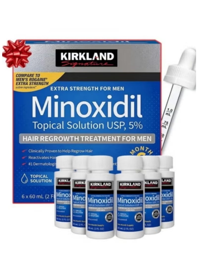 Kirkland 6 Piece Minoxidil 5% Extra Strength Hair Regrowth Treatment 360ml Powerful Solution for Thinning Hair - Image 1