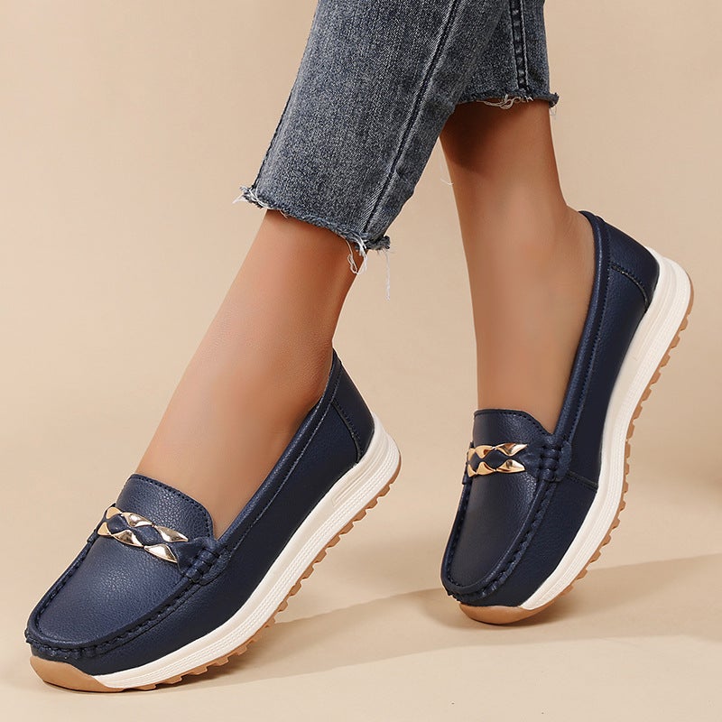 2024 New Nurse Shoes Casual Flat Heel Women'S Single Shoes Bean Shoes Mother Shoes Beef Sole Source Manufacturers - Image 4