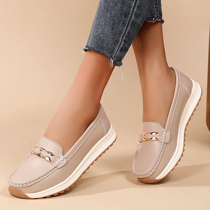 2024 New Nurse Shoes Casual Flat Heel Women'S Single Shoes Bean Shoes Mother Shoes Beef Sole Source Manufacturers - Image 5