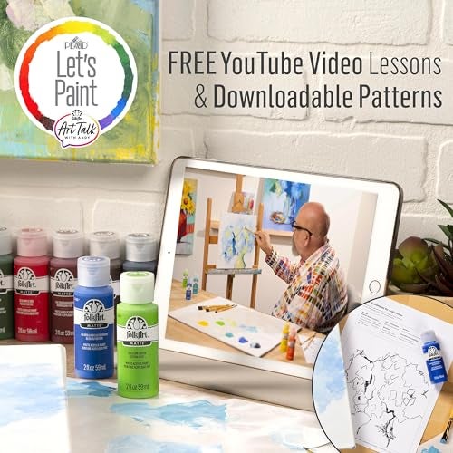 FolkArt Art Talk with Andy, 17 Piece 2 fl oz Premium Acrylic Set Including 15 Matte 2 Multi-Surface Paint Colors, 90286, Assorted - Image 3