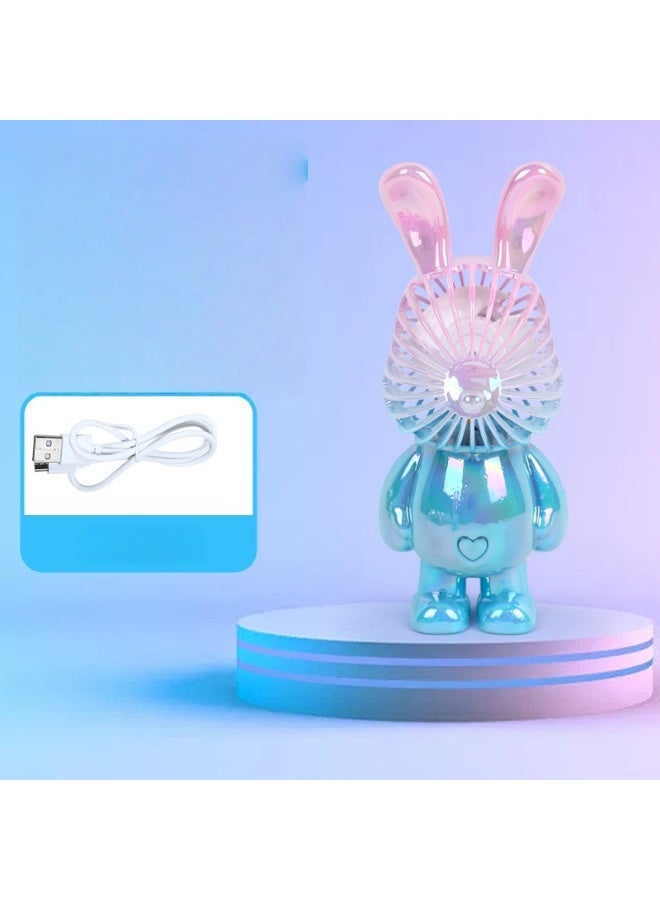 Nariele New Handheld USB Mini Fan Portable Desktop Plated Rabbit Candy Fan Student Outdoor Gift