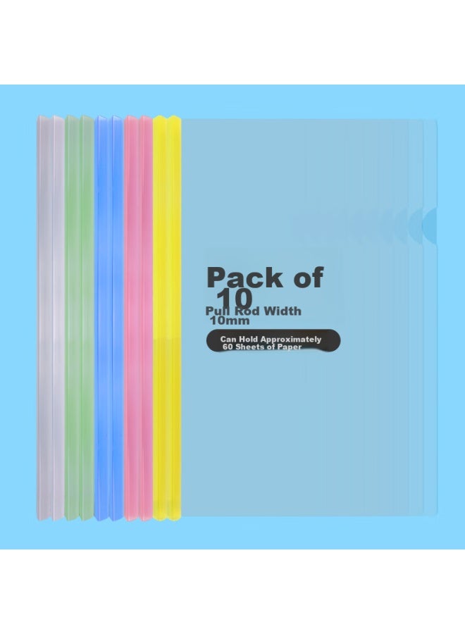 Simaa 10 A4/10Mm Colorful Transparent Slide Bar Folders, Office Report Folders, Pull Rod Folders, Document Folders, Stationery, 6076 - Image 2