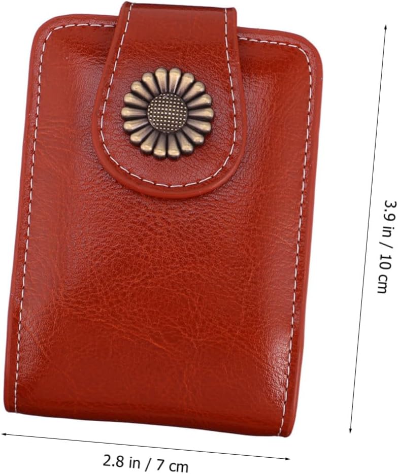 Small PU Leather Lipstick Case with Built-in Mirror Portable Lipstick Pouch for Travel Makeup Essentials and On-the-Go Use Wine Red - Image 2