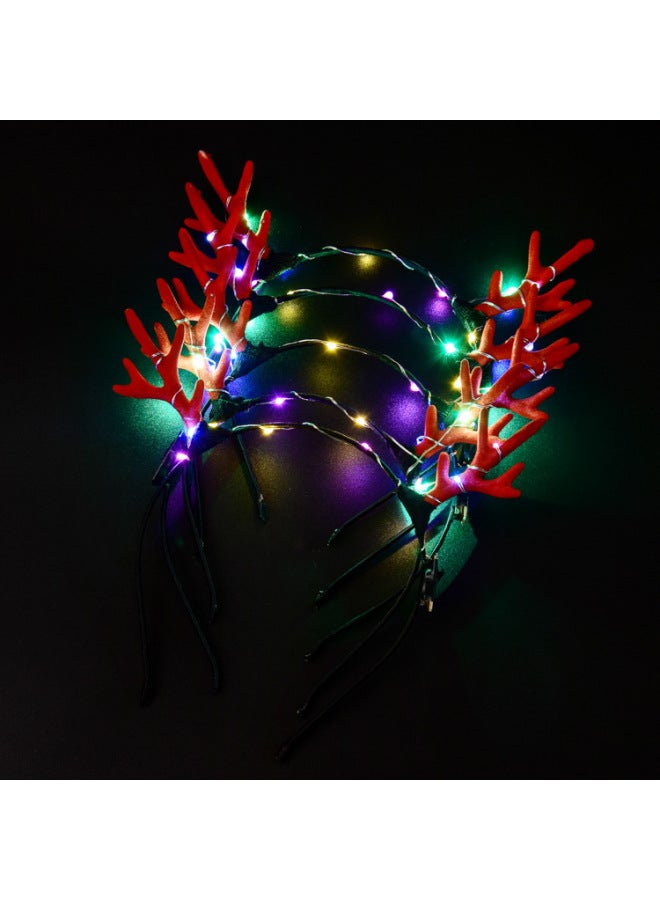 Halloween Headwear Headband Mori Antlers Headband Night Market Stall Luminous Toys-Color:Fawn Horn Headband (lantern) - Image 1