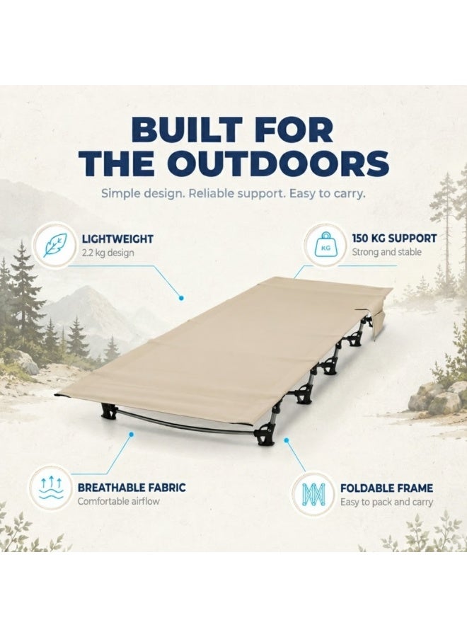 Adventure Lab Ultralight Folding Tent Camping Cot Bed | Lightweight Aluminum Frame Portable Cot for Outdoor Travel, Hiking, and Base Camp | Compact Foldable Camping Bed up to 150 kg - Image 5