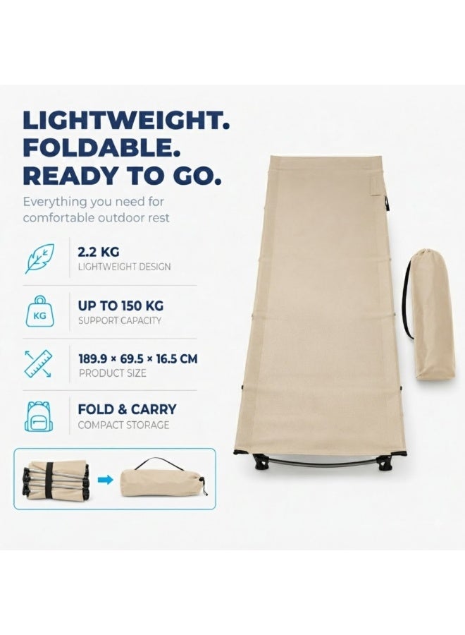 Adventure Lab Ultralight Folding Tent Camping Cot Bed | Lightweight Aluminum Frame Portable Cot for Outdoor Travel, Hiking, and Base Camp | Compact Foldable Camping Bed up to 150 kg - Image 3